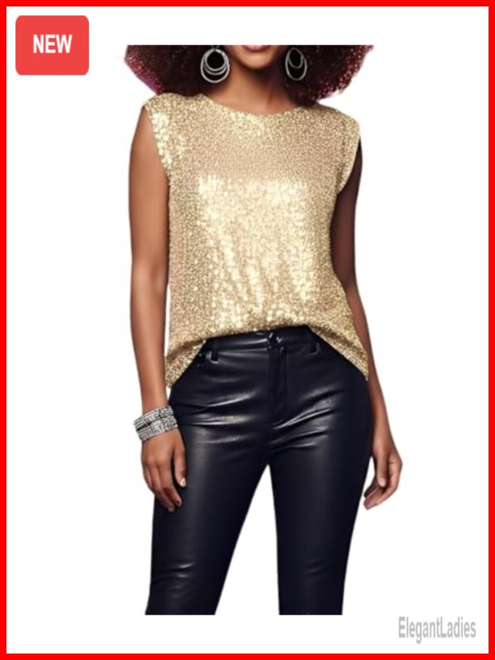 Sparkly Sequin Tank Top Sleeveless Party Top
